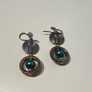 Elegant Silver and Teal Earrings